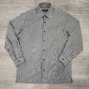 Ermenegildo Zegna Striped Button Up Long Sleeve Dress Shirt Made In Italy Men M